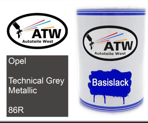 Opel, Technical Grey Metallic, 86R: 500ml Lackdose, von ATW Autoteile West.
